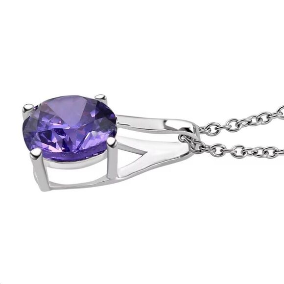 Simulated Blue Diamond 6.50 ctw Solitaire Pendant Necklace New - Picture 4 of 6